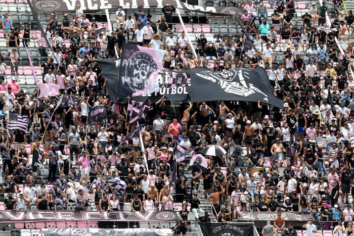 Inter Miami fans pictured at DRV PNK Stadium during an MLS game in 2021